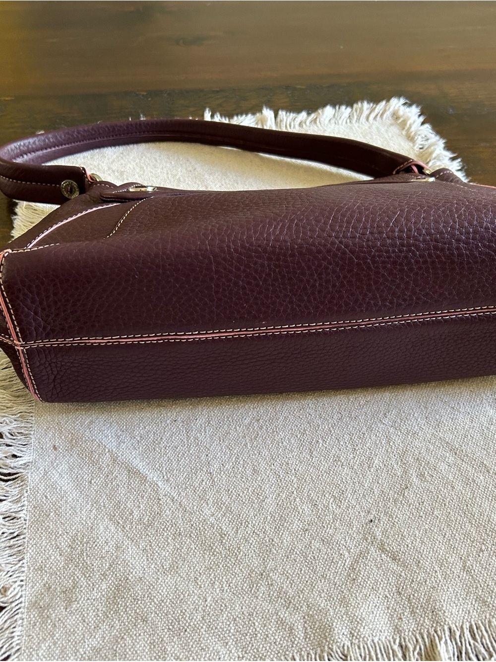 Cole Haan Pebbled Leather Shoulder Bag in Burgundy - Picture 4 of 8